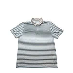 Nike Golf Dri-FIT Striped Polo Shirt Performance White Blue Mens XL